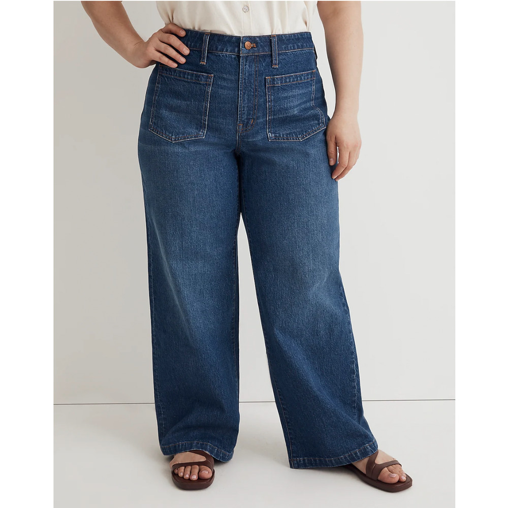 Madewell Womens Perfect Vintage Wide Leg Jean 14W Dark Blue High Rise